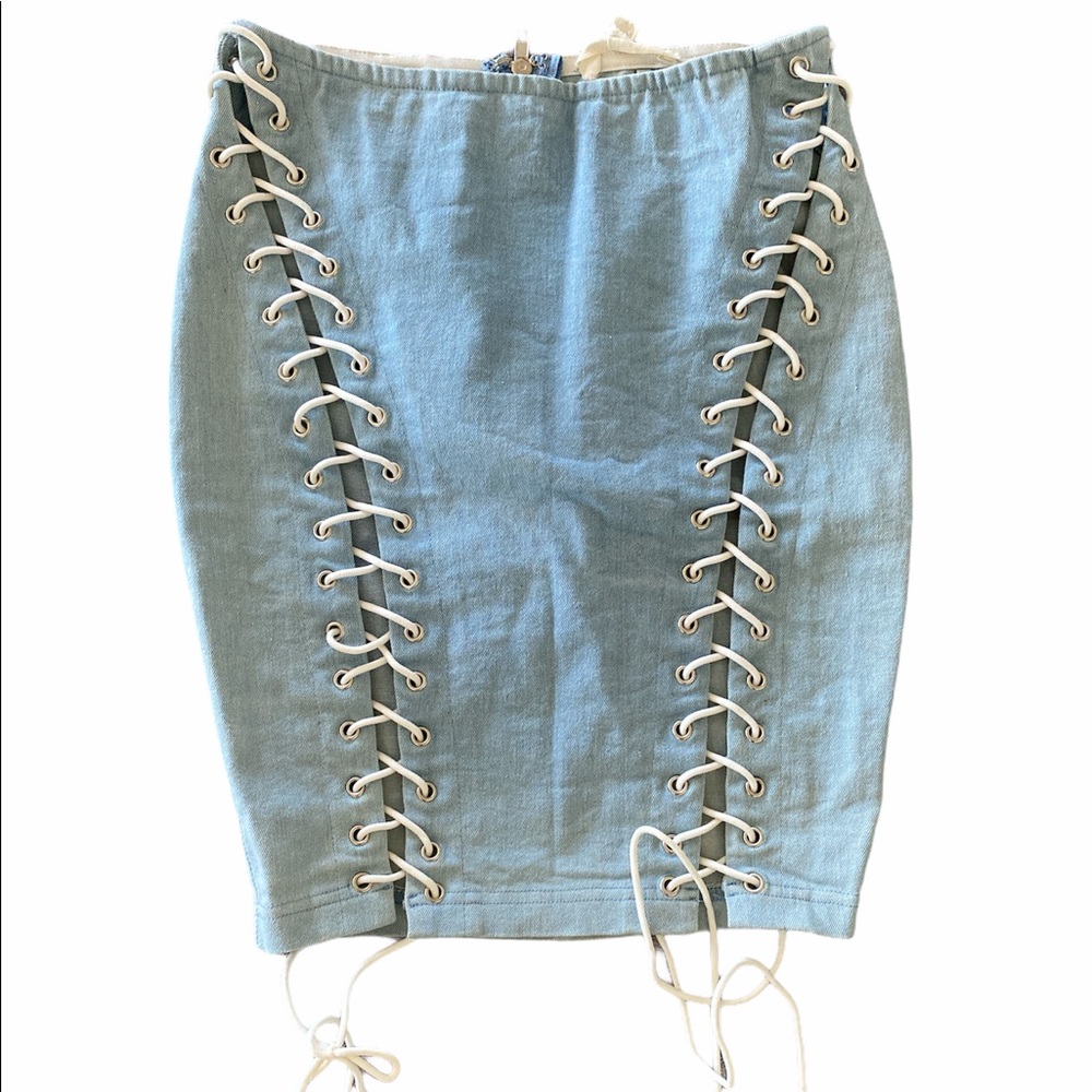 Denim Lace Up Skirt